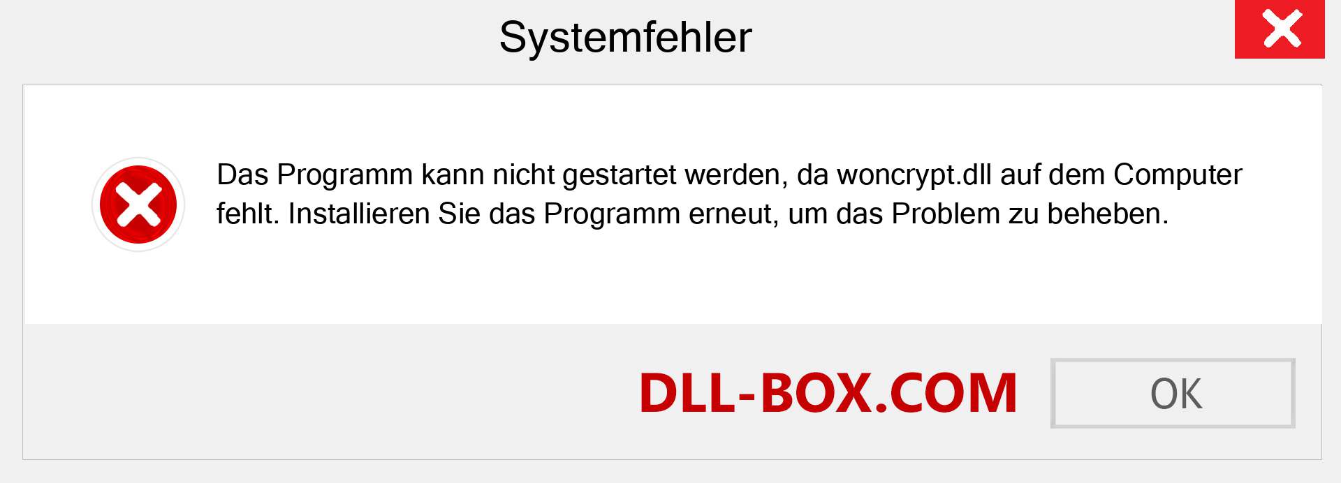 woncrypt.dll-Datei fehlt?. Download für Windows 7, 8, 10 - Fix woncrypt dll Missing Error unter Windows, Fotos, Bildern