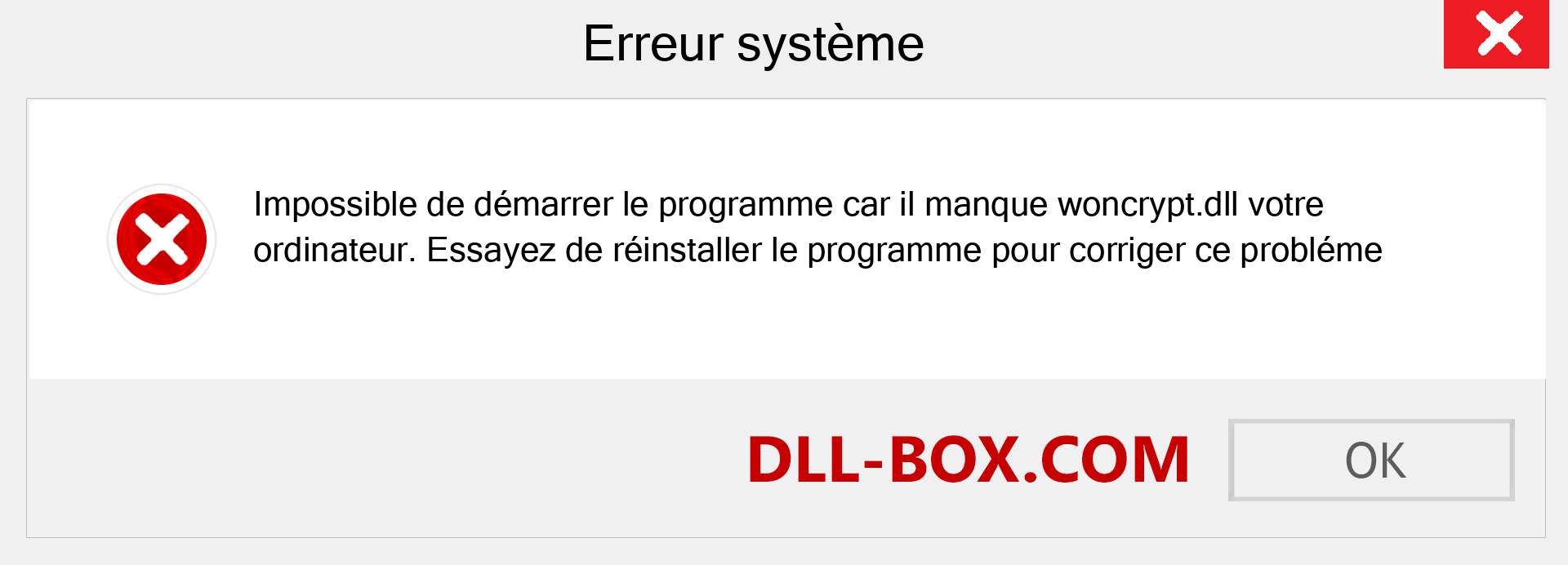 Le fichier woncrypt.dll est manquant ?. Télécharger pour Windows 7, 8, 10 - Correction de l'erreur manquante woncrypt dll sur Windows, photos, images